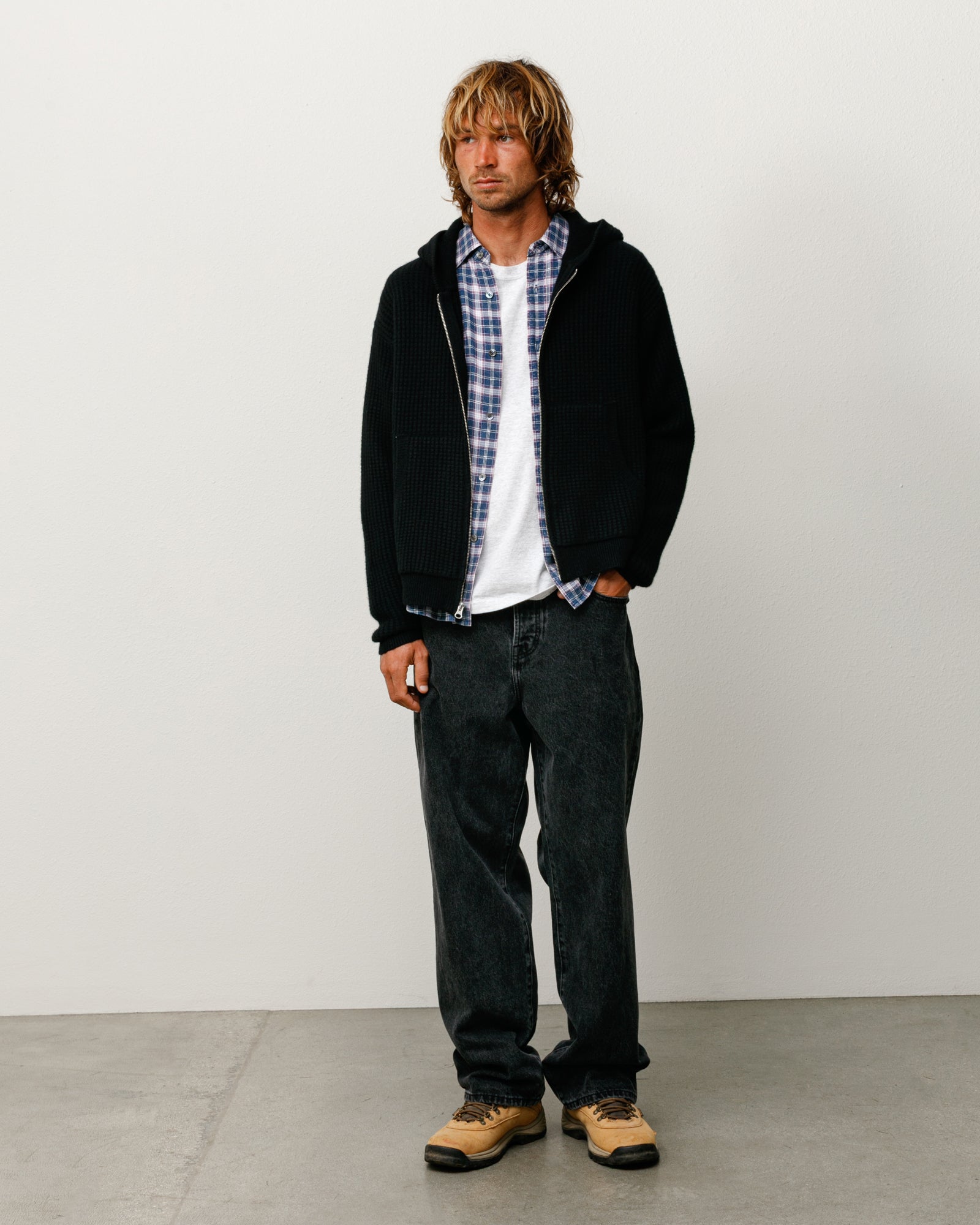 WAFFLE CASHMERE ZIP HOOD SWEATER - Image 4