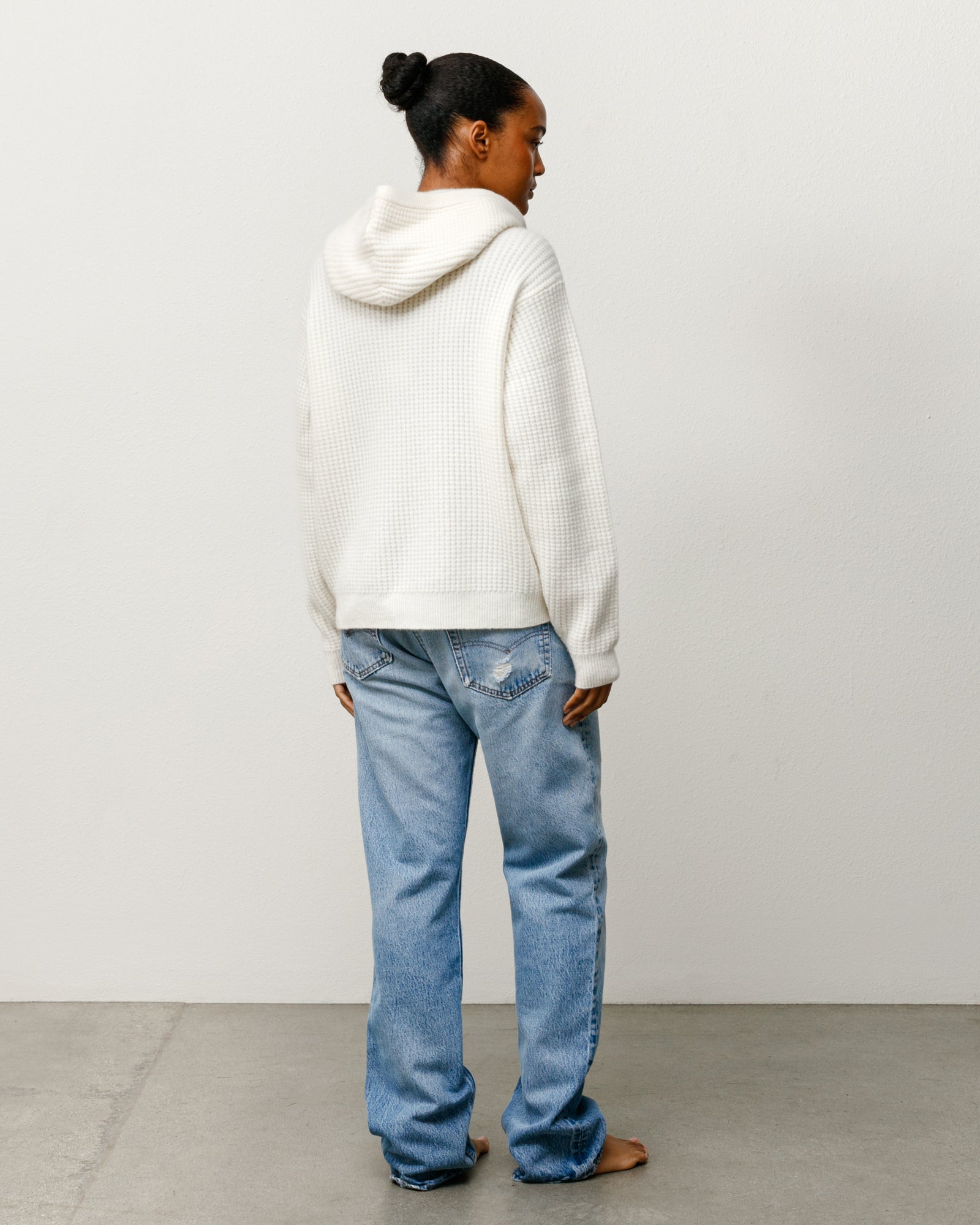 WAFFLE CASHMERE ZIP HOOD SWEATER - Image 3